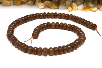 Jade Polished 5x8mm Smooth Rondelle - Dyed Coffee