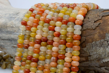 Jade Polished 5x8mm Smooth Rondelle - Dyed Autumn Mix