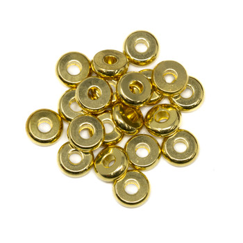 18kt Gold Plated Stainless Steel 6x2mm Disc / Rondelle - 2mm Hole - 20 Pieces