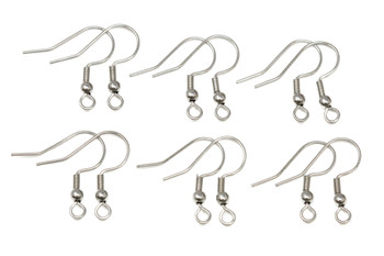 Stainless Steel Ear Wires with Spring and Bead - 6 Pair