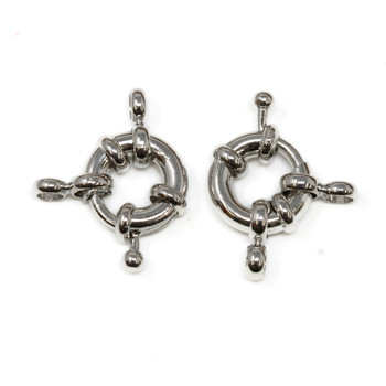 Platinum Plated 12mm Spring Ring Clasp With Bail