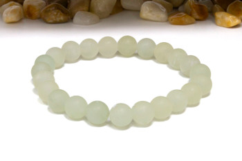 New Jade Matte A Grade 8mm Round - 7" Strand
