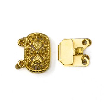 Gold Plated 14x15mm 2 Strand Box Clasp