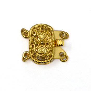 Gold Plated 14x15mm 2 Strand Box Clasp