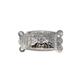 Silver Plated 21x10mm 3 Strand Box Clasp