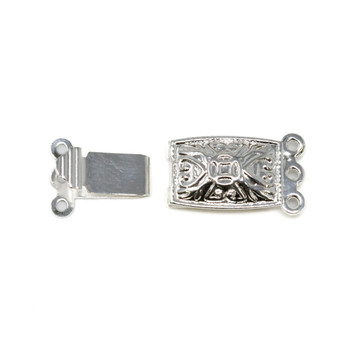 Silver Plated 21x10mm 3 Strand Box Clasp