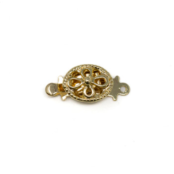 Gold Plated 13x7mm 1 Strand Oval Box Clasp