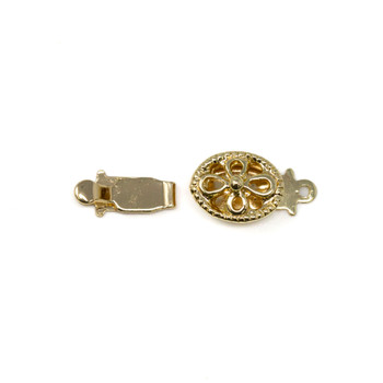 Gold Plated 13x7mm 1 Strand Oval Box Clasp