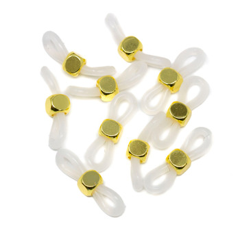 Rubber Eyeglass Holders with Gold Cube Adjuster Bead  - 5 Pair
