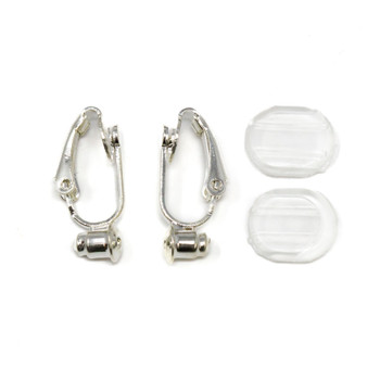 Silver Plated Clip on Earrings with Pads - 1 Pair