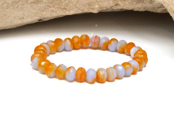 Czech Glass 5x3mm Faceted Rondelle Beads - Opaque Orange Transparent Sapphire Mix