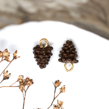 Gold Plated Enamel 12x7mm Pine Cone Charm