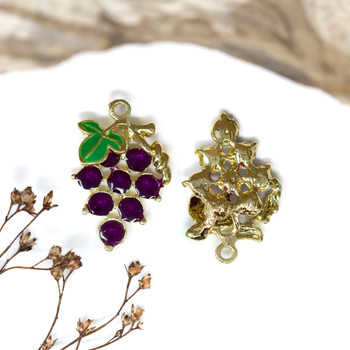 Gold Plated Enamel 27x18mm Grapes Charm