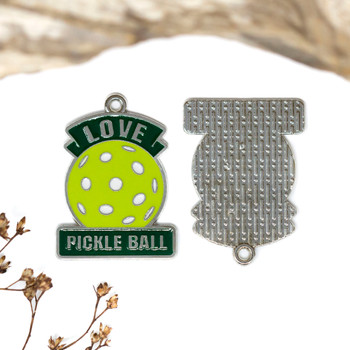 Silver Plated Enamel 31x22mm  Love Pickle Ball Charm