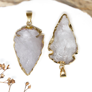 Crystal Quartz Polished 24x40mm Arrow Pendant