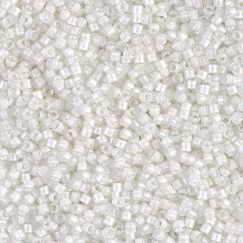 Delicas Size 10 Miyuki Seed Beads -- 066 Crystal AB / White Lined