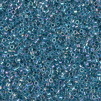 Delicas Size 10 Miyuki Seed Beads -- 058 Crystal AB / Light Blue Lined
