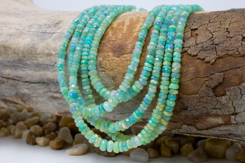 Ethiopian Opal Polished 3-6mm Aqua Graduated Faceted Rondelle