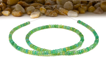 Ethiopian Opal Polished 3-4mm Teal Graduated Faceted Rondelle