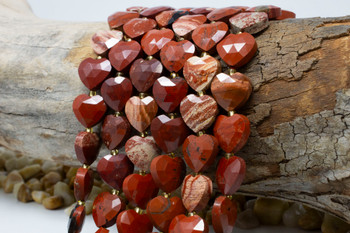 Poppy Jasper Polished 14mm Faceted Heart