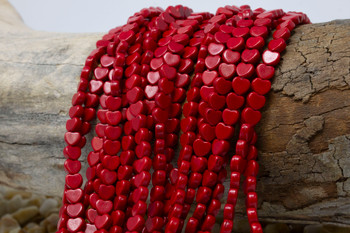 Manmade Polished 6mm Dyed Red Heart