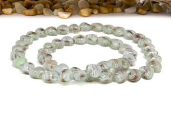 Glass Lampwork 11.5mm Sage Heart Beads
