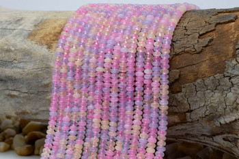 Jade Polished 4x2mm Smooth Rondelle - Dyed Light Pastel Mix
