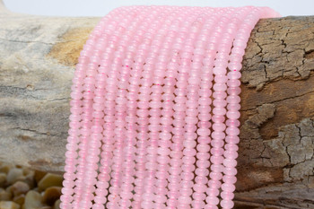 Jade Polished 4x2mm Smooth Rondelle - Dyed Pink