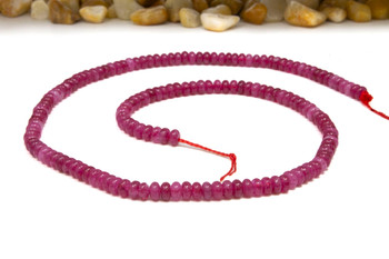 Jade Polished 4x2mm Smooth Rondelle - Dyed Raspberry