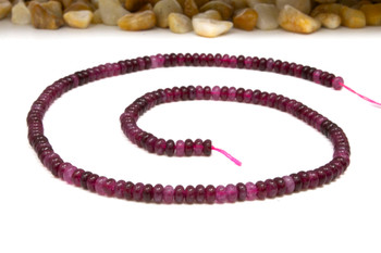 Jade Polished 4x2mm Smooth Rondelle - Dyed Merlot