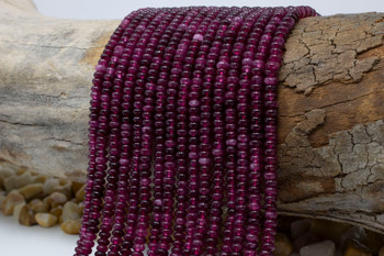 Jade Polished 4x2mm Smooth Rondelle - Dyed Merlot