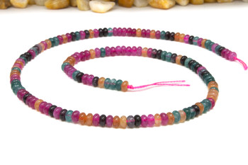 Jade Polished 4x2mm Smooth Rondelle - Dyed Dark Tourmaline