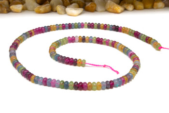 Jade Polished 4x2mm Smooth Rondelle - Dyed Light Tourmaline