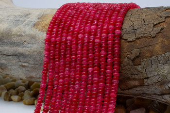 Jade Polished 4x2mm Smooth Rondelle - Dyed Red