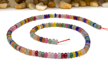Jade Polished 4x2mm Smooth Rondelle - Dyed Flower Garden Mix