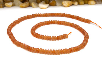 Jade Polished 4x2mm Smooth Rondelle - Dyed Orange