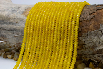 Jade Polished 4x2mm Smooth Rondelle - Dyed Sunflower