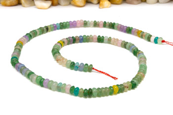 Jade Polished 4x2mm Smooth Rondelle - Dyed Dutch Floral Mix