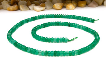 Jade Polished 4x2mm Smooth Rondelle - Dyed Green Opaline