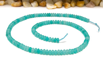 Jade Polished 4x2mm Smooth Rondelle - Dyed Turquoise