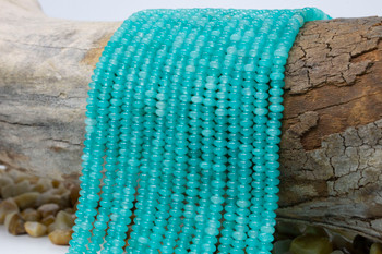 Jade Polished 4x2mm Smooth Rondelle - Dyed Turquoise