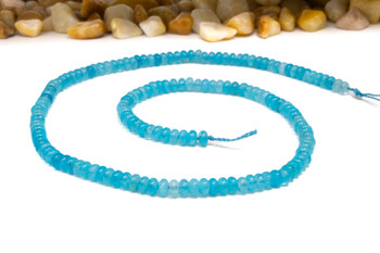 Jade Polished 4x2mm Smooth Rondelle - Dyed Light Teal Blue