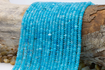 Jade Polished 4x2mm Smooth Rondelle - Dyed Light Teal Blue