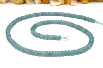 Jade Polished 4x2mm Smooth Rondelle - Dyed Soft Seafoam