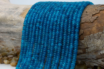 Jade Polished 4x2mm Smooth Rondelle - Dyed Mixed Capri Blue