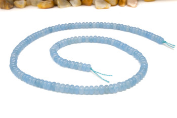 Jade Polished 4x2mm Smooth Rondelle - Dyed Soft Denim Blue