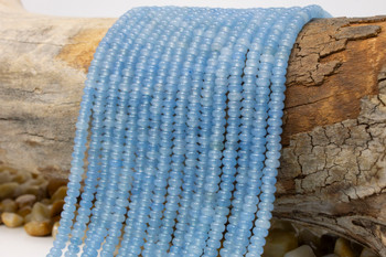 Jade Polished 4x2mm Smooth Rondelle - Dyed Soft Denim Blue
