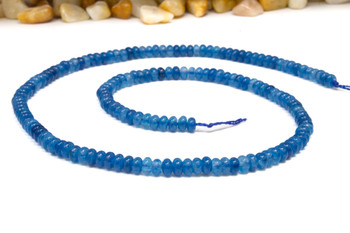 Jade Polished 4x2mm Smooth Rondelle - Dyed Dark Blue Teal