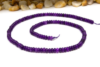 Jade Polished 4x2mm Smooth Rondelle - Dyed Purple