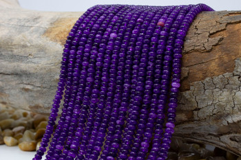 Jade Polished 4x2mm Smooth Rondelle - Dyed Purple